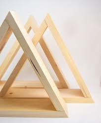 How To Glue Metal To Wood Diy Triangle Shelves Ilovetocreate Triangle Shelf Triangle Wood Shelf Wood Diy