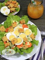 Egg Lettuce Salad With Garlic Herb Croutons Https Www Pinoyrecipe Net Egg Lettuce Salad With Garlic Herb Crouton Recipes Chicken Asado Recipe Lettuce Salad