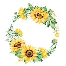 Colorful Floral Wreath With Sunflowers Leaves Foliage Branches Fern Sunflower Drawing Wreath Drawing Flower Painting