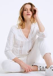 Blouse rose ajourée avec effet broderie anglaise. Blouse Blanc Casse Ikks En Coton Broderie Anglaise Blouse Femme Ikks Iziva Com