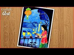 Diwali Drawing For Beginners Easy Diwali Painting With Water Colours Indian Festival Drawing Youtube Diwali Painting Diwali Drawing Art Drawings Simple