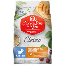 Do not get formulas that list anything other than meat as the first the two flavors contain usda certified poultry as a first ingredient. Classic Kitten Dry Food Chicken Brown Rice Pea Recipe Chicken Soup For The Soul Pet Food