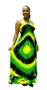 Black And Yellow Tie Dye Dress Ladies Tie Dye Dress Jamaica Colors Red Green Yellow Island Style Jamaica Outfits Caribbean Fashion Jamaica Colors