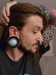 Creator: Me/ Lube Your Lobes Medium: Gabon Ebony, Opalite, .925 Sterling  Silver, lapidary and woodworking equipment. A pair of plugs I finished for  myself recently that I'm super proud of! If you'd