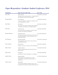 Paper Respondents: Graduate Student Conference 2014