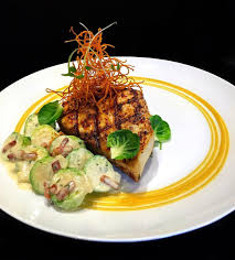 Grilled Honey Spice Swordfish Crispy Sweet Potato Wilted Baby Arugula Roasted Acorn Squash Puree Creamy Crispy Sweet Potato Bistro Food Fine Dining Recipes