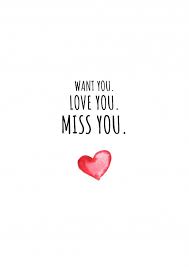 Want You Love You Miss You Liebeskarten Spruche Echte Postkarten Online Versenden
