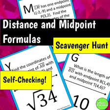 Distance And Midpoint Formulas Scavenger Hunt Activity Midpoint Formula Scavenger Hunt Writing Equations