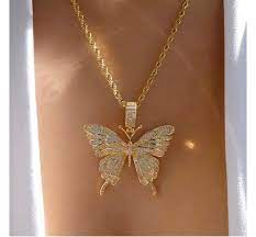 Butterfly Pendant Necklacesilver Gold Butterfly Chain Etsy Girly Jewelry Butterfly Pendant Necklace Butterfly Necklace Gold