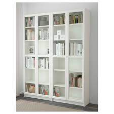 billy oxberg bookcase white glass 63x11 3 4x79 1 2 ikea in 2021 glass bookcase white bookcase glass cabinet doors