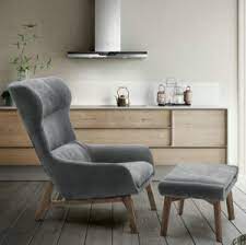 Eluchang sofa chair and ottoman,comfort armchair adjustable backrest,fabric. China Grey Color Wooden Furniture Living Room Lounge Chairs With Ottoman Lt 01 China Chair Ottoman