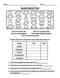 Quadrilateral Tally Properties Of Quadrilaterals Math Co Quadrilaterals Common Core Geometry Math