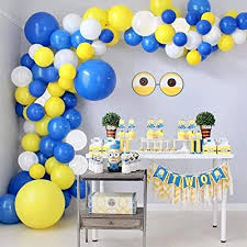 Amazon Com 100pcs Blue Yellow White Balloon Garland Arch Kit 100pcs Latex Balloons 16 Feets Arch Balloon Strip For Birthday Baby Shower Graduations Decorations Home Kitchen