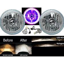 7 Cob Led Purple Halo Angel Eye Headlights 6000k Led Light Bulb Headlamp Pair