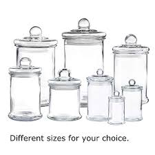 The diamond star glass apothecary jar with lid adds elegance to your home decor whether it's filled with seaside finds or cotton balls. Mini Glass Apothecary Jars Cotton Jar Bathroom Storage Organizer Canisters Set Of 3 Pricepulse