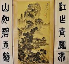 large set of chinese ming dynasty silk painting landscape etsy in 2020 silk painting landscape paintings ming dynasty