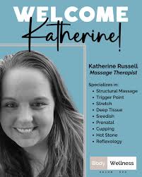 ✨ Join us in welcoming Katherine Russell, the newest Massage Therapist at  Body Wellness Salon & Spa! ✨ Katherine brings over a decade of passion and  expertise to our team. With her