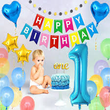 36pcs Skaine 1er Cumpleanos Globos Decoracion Cumpleanos Del Nino De 1 Ano Bebe Nino Y Nina Banner De Feliz Cumpleanos Pancartas Guirnaldas Y Confeti Pancartas Exausta Com