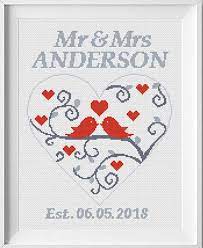 This free valentine cross stitch pattern and matching floss thread holders are a handy cute addition to your stash. Wedding Modern Cross Stitch Pattern Personalized Counted Etsy Wedding Cross Stitch Patterns Cross Stitch Love Wedding Cross Stitch