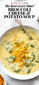 No Cream Broccoli Cheese And Potato Soup Foodiecrush Com In 2020 Potato Soup Recipe Easy Broccoli Soup Recipes Potato Soup Crock Pot