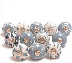 Great addition and nice finishing touch to any room! Eleet Assorted Ceramic Cabinet Knobs Pack Of 12 Grey White Vintage Cabinet Cupboard Door Drawer Pulls Chrome Hardware 12 Grey White Amazon Com