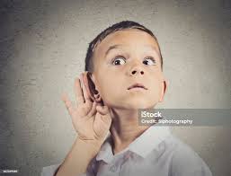 Curious Man Boy Listens Stock Photo