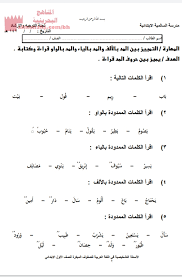 أوراق عمل للتدريب على حروف المد الصف الأول لغة عربية الفصل الأول المناهج البحرينية