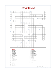 This basketball crossword puzzle will help keep your brain young and flex the ability to find words. Nba Teams Crossword Puzzle My Printable Puzzles