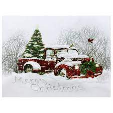 Northlight Led Fiber Optic Truck And Tree Christmas Canvas Wall Art 12 In X 15 75 In Lowes Com Christmas Canvas Christmas Tree Canvas Christmas Wall Decor