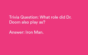 Our online entertainment trivia quizzes can be adapted to suit your requirements for taking some of the top entertainment quizzes. 100 Marvel Trivia Questions And Answers Hard Easy
