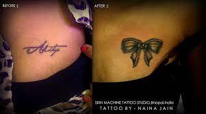One More Cover Up Of A Small Name Tattoo With This Cute Bow Girl Loved The Piece Smile Emoticon Hope U Like It Cute Tattoos For Women Cover Up Tattoos Tattoos