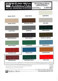 H H Sheet Metal Color Charts