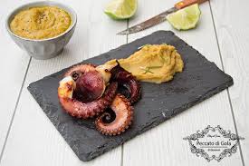 Intanto, oliare e infornare le fette di pane. Polpo Alla Piastra Con Crema Di Ceci