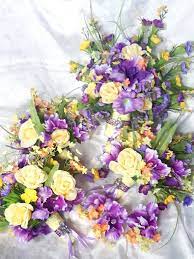 Purple And Yellow Wildflower 8 Piece Wedding Bridal Set Yellow Wedding Flowers Wedding Colors Purple Wedding Colors