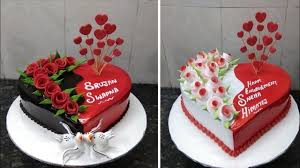 Birthday Cake Heart Shape For Wife Amzing Two Heart Shape Cake Design Heart Shape Red Colour Flowers Decora In 2020 Heart Shape Cake Design Heart Shaped Cakes Chocolate Layer Cake Recipe