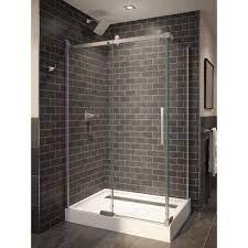 Delta 48 In L X 36 In W Corner Shower Pan Base With Center Drain In High Gloss White B710912 4836 Wh The Home Depot Corner Shower Corner Shower Enclosures Glass Shower