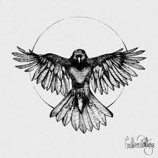 Bird With Wings Spread Tattoo Pin On Black And White Animals Artwork Nature Art Decor