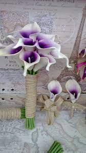 White Purple Center Calla Lily Wedding Bouquet Real Touch Purple White Bouquet Calla Lily Bouquet Bur Lily Wedding Flower Bouquet Wedding Purple Calla Lilies