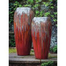 Kinsey Garden Decor Marisol Tall Jar Ceramic Planters Garnet Red Colorful Outdoor Plant Pots Or Indoor Decora Patio Plants Ceramic Planters Small Patio Garden