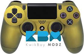 Featuring a reimagined touch pad revealing your light bar from above alongside a stylish matt finish, it's the most ergonomic, intuitive way to play ever. Custom Gold Ps4 Controller Kwikboy Modz