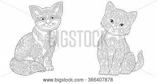 Hard and detailed pages for teens and adults. Cat Adult Coloring Book Images Illustrations Vectors Free Bigstock