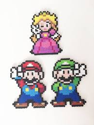 Mario Luigi Or Princess Peach Perler Bead Perler Bead Mario Diy Perler Beads Perler Bead Art