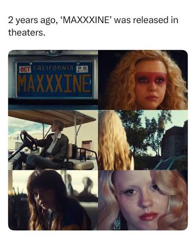 MaXXXine (July 2024) was released in theaters two years ago, on July 5,  2024, delivering a stylish, blood-soaked finale to writer-director Ti  West's acclaimed X horror trilogy. Mia Goth returns to reprise