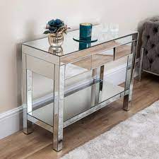 King 33x33 inch square coffee table — regular price $359.99. Mirrored Furniture Console Coffee Table Corner Unit Mirror Angled Drawers For Living Room Dining Bedroom Hallway Mirrored Angled 1 Drawer Console Table Buy Online In Azerbaijan At Azerbaijan Desertcart Com Productid 172629964