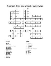 Spanish Days And Months Crossword Puzzle Worksheet Learn Spanish Online Learning Spanish Days And Months