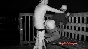 Risky Outdoor Sex Night Walk in Public Park Sub Runs Home Naked: Gay Porn