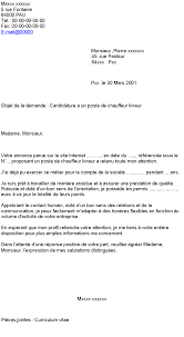 Candidature A Un Poste De Chauffeur Livreur