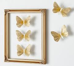 Gold butterfly painting * framed: Gold Feather Butterflies Set