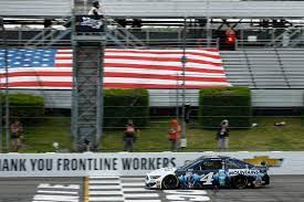4 car flew past the competition and earned a checkered flag for the seventh time this season, continuing an incredible year from the driver. Kevin Harvick Pocono Nascar