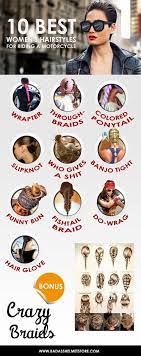 Motorcycle Riding Hairstyles I Like The Middle Haha Motorcycle Hairstyles Helmet Hair Motorcycle Riding Outfits